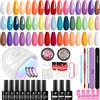 phoenixy Kit Semipermanente Unghie 27 Pcs con Lampada UV LED Unghie 48W, Phoenixy Kit Unghie Gel Completo(Gel Base Sigillante Lucido Smerigliato), Set Smalto Semipermanente Unghie Regali per Donne