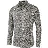 Lars Amadeus Uomo Vintage Leopard Stampa Bottoni Collo Manica Lunga Manica Cotone Casual Camicia Marrone XL