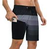 SHEKINI Pantaloncini a Bagno per Uomo con Tasche con Cerniera Pantaloncini Mare Secco Rapido Pantaloncini Costume da Bagno Uomo(XL, Blu ＆ Bianco)