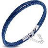 ZENSE - Bracciale doppio regolabile da uomo in pelle blu ZB0379