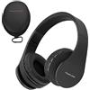 PowerLocus Cuffie Bluetooth Senza Fili - Over-Ear Cuffie Stereo Pieghevoli Auricolari, Wireless Cuffie Riduzione del Rumore con Microfono per iPhone, Samsung, LG, iPad, PC, iPod - Nero