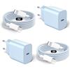 Kndaa Caricatore per iPhone 14/13/12/11, Caricatore-USB-C, 20W, USB-C to Lighting cavo 2M 2 Set, Caricabatterie Rapido USB C Adattatore Spina, per Samsung, per iPhone Pro/Pro Max/Plus - Blu