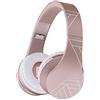 PowerLocus Cuffie Bluetooth Senza Fili Over-Ear Cuffie Stereo Pieghevoli Auricolari, Wireless Cuffie Riduzione del Rumore con Microfono per iPhone, Samsung, LG, iPad, PC, iPod(Rose Gold PL Collezione)