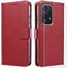 Abuenora Cover per Honor 200 Lite 5G con Pellicola Vetro Temperato, Custodia a Libro Flip Portafoglio in Pelle [Blocco RFID] Case - Rosso