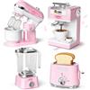 Toyssa Elettrodomestici Cucina Giocattolo per Bambini, Macchina Caffè Frullatore Sbattitore Tostapane, Accessori Cucina Bambini con Luce Sonora, Cucine Giochi Regalo Bambina Bambini 3 4 5 6 7 8 Anni