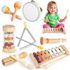 FUIOCOCP Strumenti Musicali Bambini 1 Anno, 7 in 1 Giochi Legno Montessori Sensoriale con Maracas Xilofono Tamburello Gioco Bambi Bimba 2 3 4 5 6 Anni, Educativi Interattivo Regalo Compleanno Natale