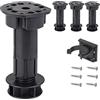 LouMaxx Set di 4 Piedini Regolabili in Nero |Piedini 100-120mm Per Cucina o Bagno |Piedi Per Mobili Regolabili, Materiale di Montaggio Incluso | Piedi Per Cucina Stabili 200kg di Portata