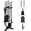 AMAGABELI GARDEN & HOME Amagabeli 5 Pezzi Set di Strumenti per Caminetti Set di Maniglie Dargento Porta Attrezzi, Paletta, Pinza, Scopetta, Attizzatoio, Set Attrezzi per Camino