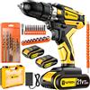 YAPEEN Trapano Avvitatore con Punta 6542, Batteria al litio 21V, Elettrico 45N.m, con 2X 2000 mAh 2 Velocità, Dotato di 30 accessori, per Forare Pareti, Legno,Metallo