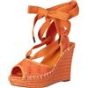 Guess Halona, Sandali con Zeppa Donna, Arancione, 37.5 EU