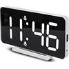 Green Blue GB383 -Orologio Sveglia digitale a LED facile Lettura con funzione sveglia e termometro, doppia sveglia con funzione snooze display LED, porta di ricarica USB