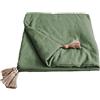 ED Enjoy Home - Edredon Decorativo - Coperta Verde Cachi Chiaro con 4 pompon di iuta - 90 x 190 cm - 100% cotone - Certificato Oeko-TEX - Collezione Panama