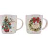 Dekohelden24 Set di 2 Tazze da caffè, Bicchieri per Vin brulé, Bicchieri con Corona dell'Avvento e Albero di Natale, in Porcellana, Dimensioni: 14 x 8 x 10 cm, capacità 360 ml per Tazza.