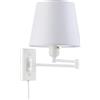 B·LED BARCELONA LED BarcelonaLED - Lampada da parete a braccio articolato, colore bianco nordico, moderna con cavo di presa e interruttore paralume in tessuto bianco portalampada E27 per lettura