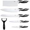 Cecotec Swiss Chef Knife Set Impugnatura con inserti in silicone, rivestimento antiaderente in ceramica, bianco e nero, presentato in un astuccio
