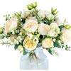 Hobyhoon 4 mazzi di peonie fiori artificiali per la decorazione di rose finte bouquet di seta artificiale per vasi di nozze, decorazioni per la casa (beige)