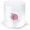 WD Lifestyle - Bicchiere in Vetro Borosilicato 250ml con Decorazione in Vetro Colorato Interna (Maiale)