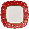 Villeroy & Boch Toy's Delight Piatto Piano Quadrato per Le Feste Adatto a Qualsiasi Occasione, Porcellana Premium, Rosso