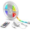 B.K.Licht Striscia LED RGB da 5m con telecomando, cambia colore, accorciabile, adesiva, nastro luminoso con rivestimento in silicone per soggiorno IP20