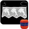Crochet by Patty Bordo Arancione ad uncinetto con delfini lavorato a filet in cotone altezza 12.5 cm per 60 cm (12BR) - Made in Italy