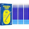 Donluhu 12 mine di ricambio cancellabili, 0,7 mm, lunghezza 400 m, colore blu, compatibili con Pilot FriXion Ball & Clicker & Eberhard Faber | mine di ricambio per penna gel cancellabile, pratica per