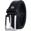 Lindenmann cintura uomo cintura in pelle bovina, 35 mm di larghezza e 3.8 mm di spessore, accorciabile, cintura, cintura in pelle, cintura classica, con trapunto doppio, XXL, nero, Größe/Size:90