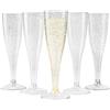 Matana - 48 Flute da Champagne in Plastica con Glitter Argento, 133ml - Bicchieri da Champagne per Matrimoni, Compleanni, Natale e Feste - Eleganti, Resistenti e Riutilizzabili