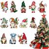 Kendwing 24 Pezzi Decorazioni Natalizie Per Albero Legno,Gnomo Addobbi Natalizi Per Albero Da Appendere,Addobbi Albero Natale Con Corda,Decori Natalizi Artigianato,Decorazioni Albero Di Natale Legno