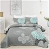 WONGS BEDDING Copriletto 200 x 220 cm, morbido copriletto estivo trapuntato, per letto matrimoniale, in microfibra, con 2 federe 50 x 75 cm