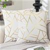 ViaElayu Copricuscini 40 x 40 Bianco Cuscini per Divano Cuscini Geometrici Dorati Fodera Cuscino in Velluto Deco Cuscini per Camera da Letto Moderni Federe per Cuscini Quadrati Letto Decorazione Set di 2