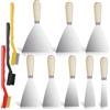 Omsscun 8 Pezz Spatole in Acciaio Inossidabile + 3 Pezz Spazzola metallica, Set di Coltelli di Spatola per Stucco, Raschietti per Pareti, Spatola per Stucco, Frattazzo Spatole per Stucco Cartongesso