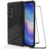 GOGME Cover per Oppo Find X3 Neo + 2 Vetro Temperato, Custodia a 360° Antiurto Antigraffio PC Posteriore + Interno in TPU agli Urti Protezione + Parentesi Pieghevole Custodia nero