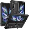FTRONGRT Samsung Galaxy Z Fold 4 Cover, Hybrid Dual Layer TPU+PC Custodia, Durevole Manicotto Protettivo Antiurto, con Supporto per Cellulare, per Samsung Galaxy Z Fold 4-Nero