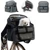 Les-Theresa Borsa per Cani Piccola Taglia, Cestino Bici per Cani con Adattatore per Manubrio Staccabile, Rete Traspirante, Cinghie Regolabili, Trasportino Gatto per Viaggiare con Animali di Media Taglia