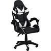 Totò Piccinni Sedia GAMING Ergonomica Reclinabile Girevole con cuscini in similpelle con rotelle e poggiatesta (Bianco)