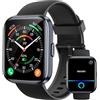 Woneligo Smartwatch Uomo Donna con Chiamate Bluetooth, Alexa Integrato, 1.8" Orologio Smartwatch con 100 Sportive/Cardiofrequenzimetro/Sonno/SpO2, Impermeabil IP68 Fitness Tracker per iOS Android Regalo, Nero