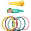 GRUSS & CO Set di accessori per capelli con motivo arcobaleno | Set regalo con 2 fermagli per capelli glitter e 5 elastici per capelli, regalo di compleanno per bambini, borsa per la scuola, ragazza