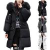 EMUKFD Giacche invernali da donna Regno Unito Piumino trapuntato leggero antivento caldo piumino cappuccio in pelliccia sintetica Slim Plus Size Trench di media lunghezza casual giacche parka