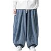 YOSUWOAI Jeans da uomo stile giapponese, pantaloni harem, jeans baggy Y2k, oversize, hip hop, pantaloni vintage, per il tempo libero, elasticizzati, skateboard, jeans larghi con coulisse, streetwear, O blu.,