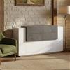 Dmora - Credenza Alberto, Madia da cucina a 2 ante e 4 cassetti, Buffet da soggiorno, Madia da cucina, 100% Made in Italy, cm 160x45h86, Bianco lucido e Ardesia