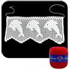 Crochet by Patty Bordo Rosso ad uncinetto con delfini lavorato a filet in cotone altezza 12.5 cm per 60 cm (12BR) - Made in Italy