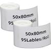 DINGYI M110/120 - 2 rotoli di etichette adesive bianche impermeabili, 50 x 80 mm, 95 etichette di carta termica per stampante per codici a barre al dettaglio, casa, ufficio, piccole imprese (2, 50 x