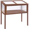 Outsunny Mini Serra da Giardino Letto per Orto Rialzato per Piante Struttura in Legno e Policarbonato con Tetto Apribile e Inclinato, 90x50x93cm