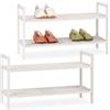 Relaxdays Set da 2 Scarpiere, Mobiletto Impilabile Porta Scarpe con 2 Livelli, Legno di Noce, Fino a 12 Paia, 41x69x27 cm, Bianco
