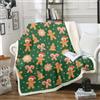 Homewish Coperta natalizia, con omino di pan di zenzero, per bambini, ragazzi e ragazze, coperta in pile con fiocco di neve, coperta in pile verde sherpa, decorazione natalizia per camera da letto, 76