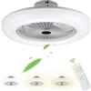 Fiqops Ventilatore da Soffitto con illuminazione e telecomando 80 W, velocità del vento regolabile, 3 temperature di colore, 3000 K-6500 K, timer per soggiorno, camera da letto, bianco
