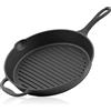 BBQ-TORO Padella in ghisa Ø 29 cm | Padella per grigliare in ghisa con manico, impugnatura e due beccucci, rigato | Padella per BBQ, padella per forno