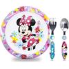 Sorrisini Set Stoviglie bambini, Piatti riutilizzabili per asilo, scoula, piatto, posate in acciaio inox, Set piatti in plastica dura andata per microonde, Minnie