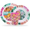 Sorrisini Set Stoviglie riutilizzabili Paw Patrol, Piatti Bambini per asilo scoula con piatto, ciotola, bicchiere, Set Svezzamento Prima Pappa Bimbo in plastica dura adatta per microonde, Skye