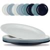 BEWOS Set di piatti piani in plastica da 25 cm, confezione da 8 piatti infrangibili, leggeri e riutilizzabili, per feste, campeggio, cucina, lavabili in lavastoviglie e adatti al microonde